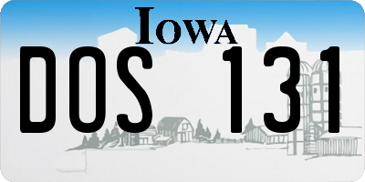 IA license plate DOS131