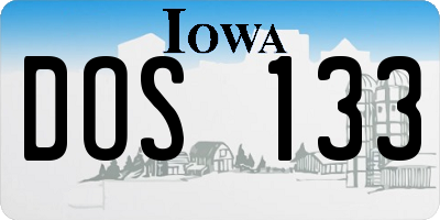 IA license plate DOS133