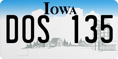 IA license plate DOS135