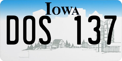 IA license plate DOS137