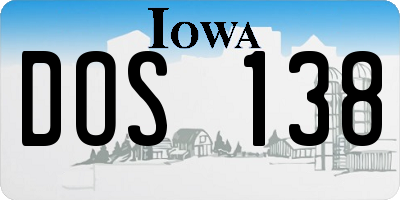IA license plate DOS138