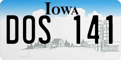IA license plate DOS141