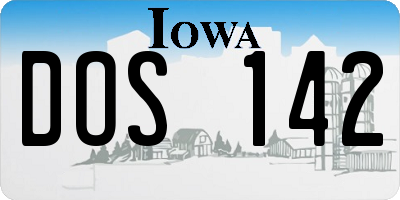IA license plate DOS142