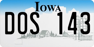 IA license plate DOS143