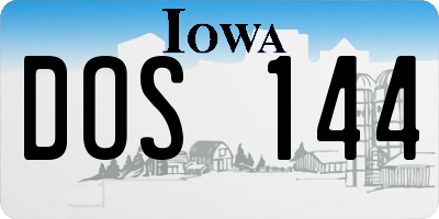 IA license plate DOS144
