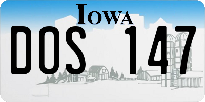 IA license plate DOS147