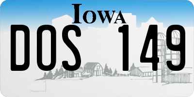 IA license plate DOS149