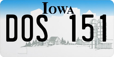 IA license plate DOS151