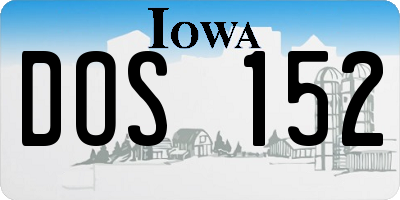 IA license plate DOS152