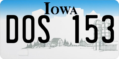 IA license plate DOS153