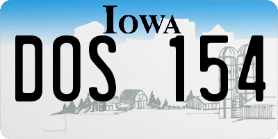IA license plate DOS154