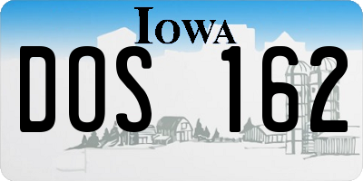IA license plate DOS162