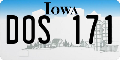 IA license plate DOS171