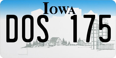 IA license plate DOS175
