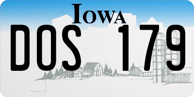 IA license plate DOS179