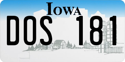 IA license plate DOS181