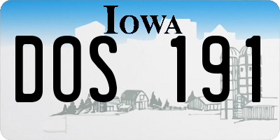 IA license plate DOS191