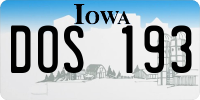 IA license plate DOS193