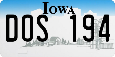 IA license plate DOS194