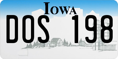 IA license plate DOS198