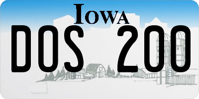 IA license plate DOS200
