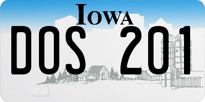 IA license plate DOS201