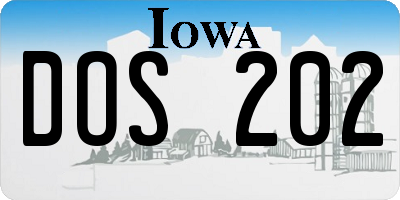 IA license plate DOS202