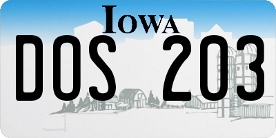 IA license plate DOS203