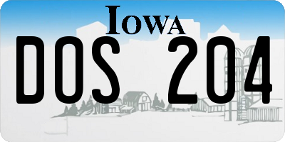 IA license plate DOS204