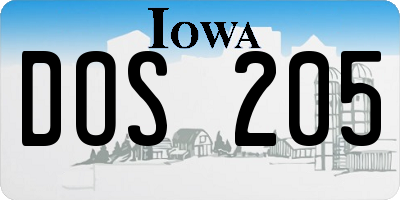 IA license plate DOS205