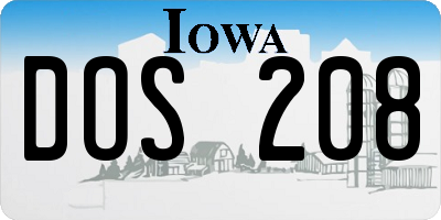 IA license plate DOS208