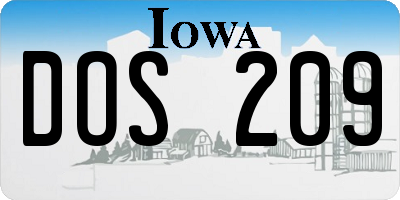 IA license plate DOS209