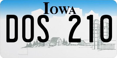 IA license plate DOS210