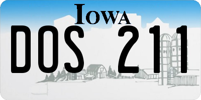 IA license plate DOS211