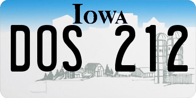 IA license plate DOS212