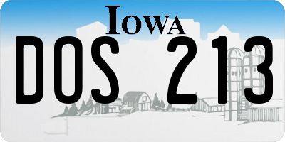 IA license plate DOS213