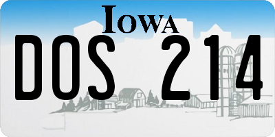 IA license plate DOS214