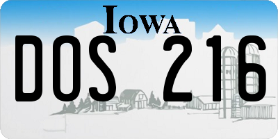IA license plate DOS216