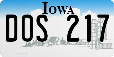 IA license plate DOS217