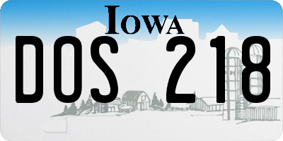IA license plate DOS218
