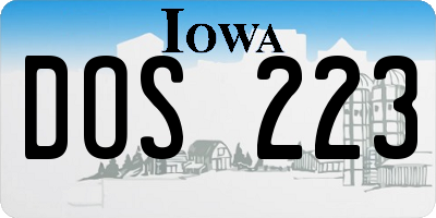 IA license plate DOS223