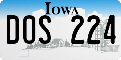 IA license plate DOS224