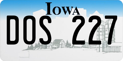 IA license plate DOS227