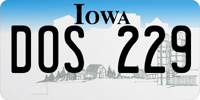 IA license plate DOS229