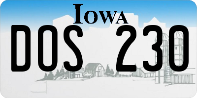 IA license plate DOS230
