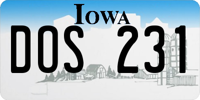IA license plate DOS231