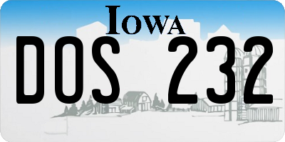 IA license plate DOS232