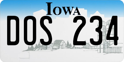 IA license plate DOS234