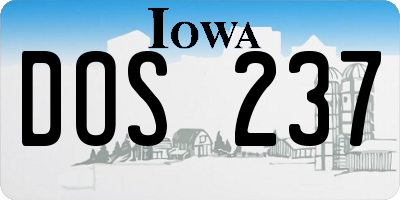 IA license plate DOS237