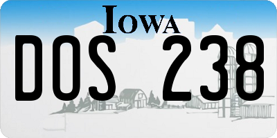 IA license plate DOS238